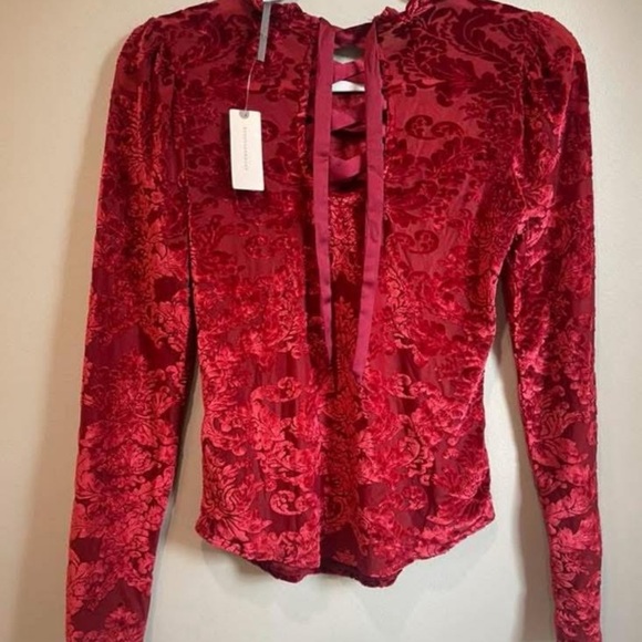 Anthropologie velvet lace up top - Picture 3 of 3
